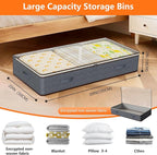 90L Under Bed Storage Containers,2-Pack Closet Organizers and Storage Bins,for Organization and Storage Clothes, Shoes, Blankets & Pillows,Visible Transparent Top Storage Bins with Lids, Grey