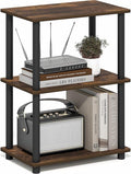 Furinno Turn-N-Tube Storage Shelves, 3-Tier Open Frame Book Shelf, Standing Corner Shelf, Toolless Open Shelves, for Organization and Storage, Living Room, Garage, Home Office, Amber Pine
