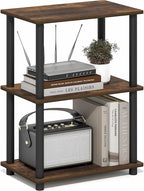 Furinno Turn-N-Tube Storage Shelves, 3-Tier Open Frame Book Shelf, Standing Corner Shelf, Toolless Open Shelves, for Organization and Storage, Living Room, Garage, Home Office, Amber Pine