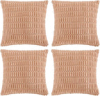 Fancy Homi 4 Packs Decorative Throw Pillow Covers for Living Room Couch Bed, Modern Farmhouse Boho Home Décor Accent Cushion Case, 24" x 24", Peach