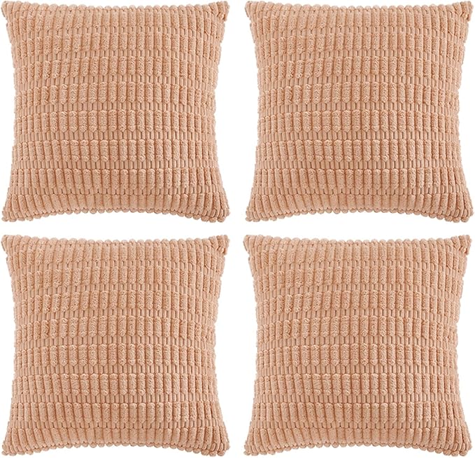 Fancy Homi 4 Packs Decorative Throw Pillow Covers for Living Room Couch Bed, Modern Farmhouse Boho Home Décor Accent Cushion Case, 26" x 26", Peach