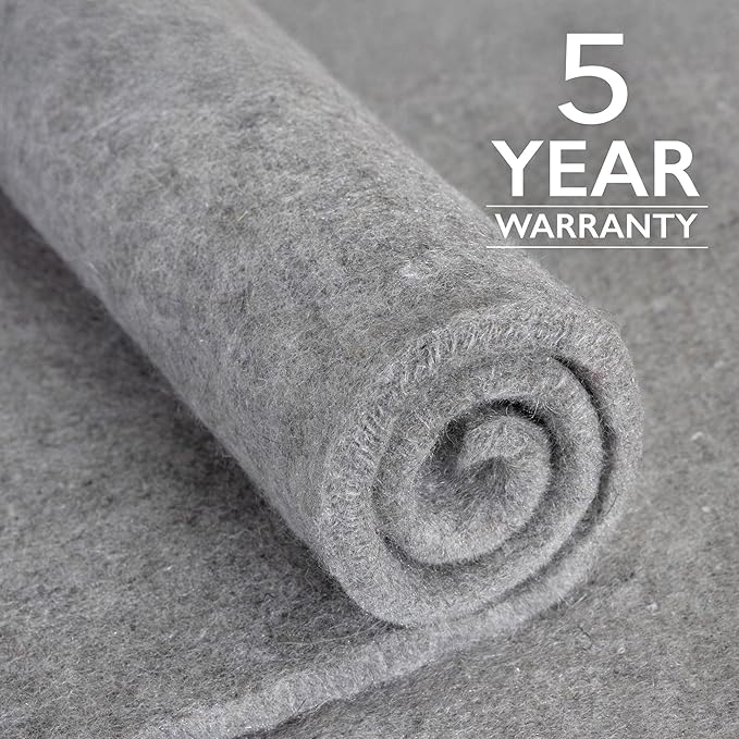 RUGPADUSA - Eco-Plush - 8'x12' - 1/2" Thick - 100% Felt - Luxurious Cushioned Rug Pad - Available in 3 Thicknesses, Many Custom Sizes