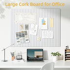 Large Cork Board for Wall 48" x 60" White Bulletin Board with Safe Removable Adhesive Squares for Pictures Photos, Alternative CorkBoard Felt Pin Boards Tiles for Office Classroom Wall Decor - 20 Pack