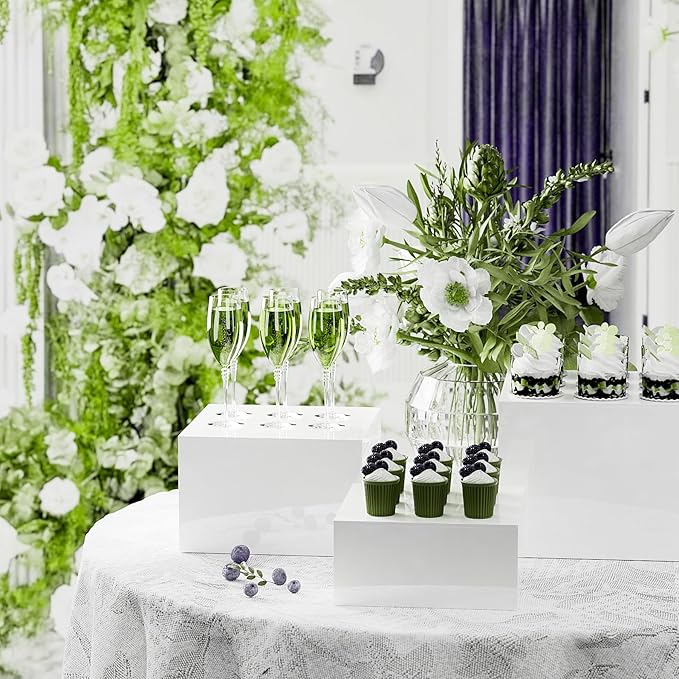Extra Large White Acrylic Buffet Risers Cube Box Food Risers for Buffet Dessert Table 12 inch Set of 5 Tier Display Stands for Weddings,Shop Display,Large Food Risers Display for Food,White Acrylic Square Boxes Risers 12inch Tall