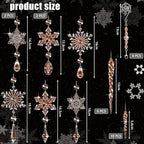 Giegxin 32 Pcs Crystal Christmas Ornaments Crystal Hanging Snowflakes Acrylic Xmas Tree Icicle Drop Decorations with Hooks for Christmas Snow Party Winter(Champagne)