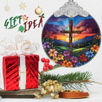 Cross Spring Flower Stained Glass Orament - Christmas Ornament - Christmas Decorations for Tree - Holiday Present ldeas - Gift Exchange
