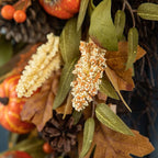 Glitzhome 2 Pcs Fall Teardrop Swags for Front Door, Artificial Wall Decorative Swags with Leaf & Pumpkins & Pine Cones & Berries for Home Porch Wall Window Halloween Thanksgiving Indoor Outdoor Decor