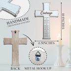 dsjaidh Cross Wall Decor - White Scripture Wooden Cross For Wall - Minimalist Wooden Hanging Signs Christian Easter Decor for Home Office Church Baptism - Christian Gifts for Men Women (Courage)- A02