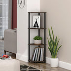 Furinno TURN-N-TUBE Corner Shelf, 4-Tier Corner Bookshelf, Display Storage Shelves with Open Shelves, for Organization and Storage, Living Room, Home Office, Garage, Columbia Walnut