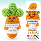 VioraWhite 18 Pcs Emotional Crochet Bulk Desk Accessories,Positive Handmade Fruit Vegetable Support Knitted Decorations with Cheer Cards, Motivational Appreciation Gifts for Coworkers Staff Adults