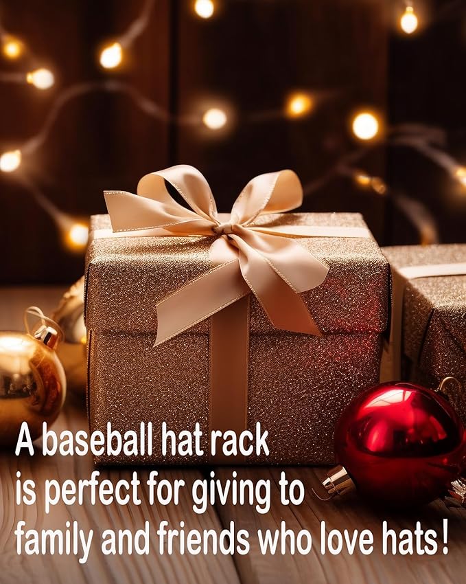 Hat Rack for Baseball Caps - 2 Pieces Adhesive Hat Organizer Wall Mount, Strong Hat Storage Organizer for Baseball Cap No Drilling Hat Holder for Door, Closet and Wall