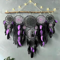 5 Pack Moon Phase Dreamcatcher Set Boho Wall Decor, Boho Macrame Wall Hanging Dream Catchers, for Home, Bedroom, Living Room, Witchy Gifts (Black Purple)