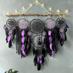 5 Pack Moon Phase Dreamcatcher Set Boho Wall Decor, Boho Macrame Wall Hanging Dream Catchers, for Home, Bedroom, Living Room, Witchy Gifts (Black Purple)