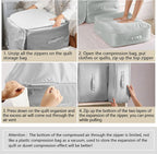 2 Pack Space Saving Comforter Storage Bag with Handle, 3-Layer Compression Blanket Storage Bags Adjustable In 3 Sizes (142L, 107L, 71L), Washable Bedding Organizer For Pillow Duvet Clothing Plush Toy
