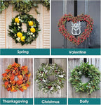 Wreath Hanger Adjustable Door Hanger Wreath Hanger for Front Door 15 to 24inch,Wreath Hook, Hold Up 20lb (Black,1 Pack)