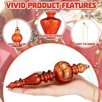 Mifoci 8 Pcs 6 Inch Mercury Glass Finial Christmas Ornaments Hanging Christmas Finials Glass Ornaments Assorted Mercury Decor for Vintage Holiday Xmas Tree Decoration(Copper Orange)