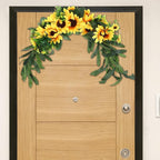 Holibanna Artificial Sunflower Swag Wedding Arch Flowers Floral Door Swag Green Leaves Hanging Ornament for Wedding Backdrop Fireplace Garden Decor