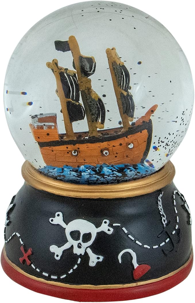 5" Children's Musical Pirate Ship at Sea Snow Globe