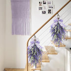 nuvagiki Lavender Teardrop Swag, 2 Pack 24 Inch Front Door Swag Wreaths, Spring Summer Rustic Farmhouse Door Decor, Purple Floral Hanging Swag for Porch