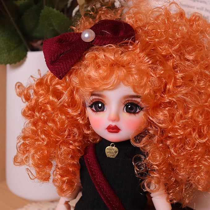 Original 1/6 Scale Anime Doll with Hand-Painted Face, Unique Cute Collectible Ball-Jointed Doll with Removable Outfit, 30cm Art Figure for Christmas & Birthday Gifts (Ruby)