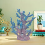 Etlemonde Beach Coastal Decor Coral Reef Home Decor Coral Statue Sculpture Home,Desk,Bathroom,Desktop Shelf Statue,Marine Themed Gifts (Gradient Cyan Coral)