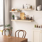 Vivelove Natural Wood Floating Shelves 48”，8 inch Deep Floating Shelf with Invisible Brackets, Unfinished Wall Shelves for Living Room, Bathroom, Kitchen, Bedroom, Home Decor, Set of 1 - Natural
