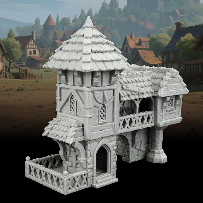 Tudor Style Village Home Tabletop Scenery – 25mm Scale High-Detail Unpainted Terrain for DND Bundle, Dungeons and Dragons RPG Accessory – Medieval Village C AF1124C
