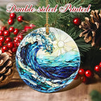 Christmas Ornaments, 2.8 Inch Ceramic Hanging Ornament, Christmas Tree Ornaments, Xmas Decorations, Holiday Decorations, Holiday Party Gifts, and Xmas Gift Ideas - Ocean Wave