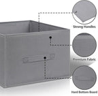 Jeans Organizer for Closet: Foldable Wardrobe Clothes Organizer with Handle, Stackable Closet Clothes Drawer Organizer Tshirts with 7 Grids for Leggings, Sweater, Jean, Pants, Grey (4 PACK)