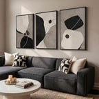 Large Framed Black and White Abstract Wall Art for Living Room, 3 Piece Modern Canvas Prints Paintings Artwork for Walls, Neutral Minimalist Pictures Wall Decor for Bedroom Dining Room Office 24x36 In