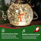 Christmas Snow Globe Lantern Water Glittering Snowman Scene with Music & Timer, USB Lined/Battery Operated Lighted Water Lantern for Christmas Festival Decoration Gifts