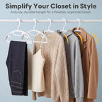 HOUSE DAY Plastic Clothes Hangers 12 Pack, Sweater Hangers No Shoulder Bump, Thick Heavy Duty Coat Hanger for Closet, White Wide Hanger with Non-Slip Hook for Sweaters, Suits, Dresses, Jackets, Pants