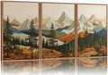 SIGNINART Vintage Mountains Framed Canvas Wall Art, Wooden Forest Wall Decor, Green Wood Pine Trees Wilderness Artwork, Natural Ridge Landscape Art Paintings for Living Room Bedroom Office 16"x24"x3