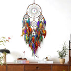Large Dream Catchers, Handmade Woven Colorful Dream Catcher Wall Hanging, with Tree of Life Natural Healing Crystal Stone for Bedroom Wedding Party Decor, Festival Blessing Gift (Colorful)