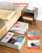 VEVOR Under Bed Storage with Lids, 31.7 x 15.9 x 6.1 Inch, 48L Large Underbed Clothes Storage Containers, Low Profile Gray Under Bed Drawer Shoe Organizer Bins Box for Blanket Shoe Bedroom, 2 Pack