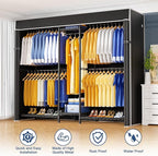 Ulif E12C Pro Heavy Duty Closet Organizer System，Freestanding Clothing Rack, Adjustable Garment Rack 71" W x 16" D x 76.5" H Holds 960 lbs, Black Rack with Black Dustproof Cover