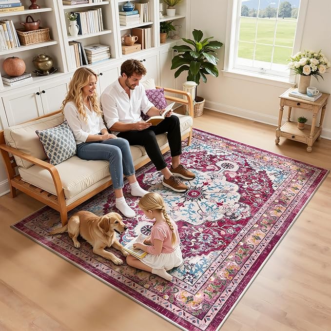 U'Artlines Area Rug 5x7 Boho Washable Soft Carpet for Living Room Bedroom Dining Room Office Indoor Rugs for Home Decor