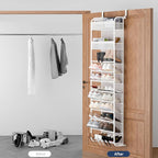 Whitmor 27 Pair Over The Door Shoe Organizer, 11 Tier Hanging Shoe Organizer, Heavy Duty Metal & Mesh Shoe Holder, Hanging Shoe Rack for Closet Organizer & Storage,74.8"L x 21.7"W x 7.5"H, White