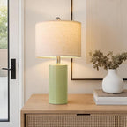 G-SAFAVA 20.5" Small Table Lamps for Living Room Lamp Single Ceramic Lamps for Bedroom Bedside Lamps Modern Boho Lamps for Night Stands Farmhouse Nightstand Lamp Side End Table Lamp, Light Green