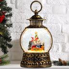 Gnome Christmas Snow Globe, Gnome Musical Snow Globe Lantern Lights with 6H Timer Battery & USB Powered, Retro Style Holiday Glitter Globe for Xmas Home Decoration Holiday Party Gifts