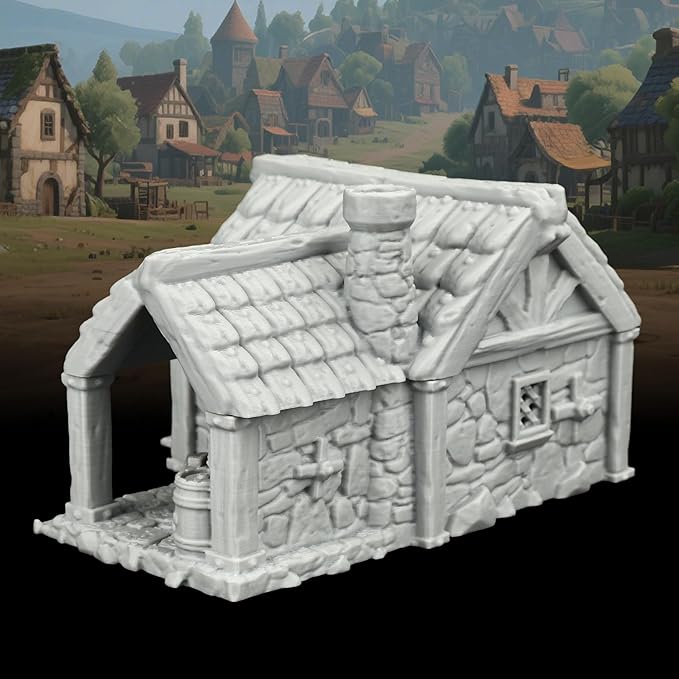 Medieval Scenery – 25mm Scale Unpainted Tabletop RPG Terrain, Premium Map Props for Trench Crusade & Dungeons and Dragons – Medieval Village I AF1124I