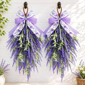 nuvagiki Lavender Teardrop Swag, 2 Pack 24 Inch Front Door Swag Wreaths, Spring Summer Rustic Farmhouse Door Decor, Purple Floral Hanging Swag for Porch