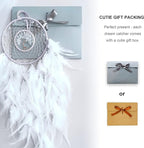 Dream Catchers, White Dream Catcher Tree of Life Wall Decor, with Natural Healing Crystal Stone, Perfect Rock Crystal Handmade Dreamlike Dream Catchers for Bedroom Decor Art Craft Gift