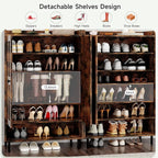 ONBRILL Shoe Storage Cabinet with Cross Molding Doors, 6-Tier Shoe Cabinet with 3 Adjustable Shelves and Metal Legs, 45 Inch Tall Shoes Rack Organizer Cabinet for Entryway, Front Door, Rustic Brown