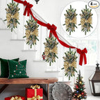 IPOPU 4PCS 24in Gold Christmas Swags Cordless Prelit Teardrop Swag, Christmas Stairs Decorations Light up Christmas Swag Wreath for Stair Window Wall Home Decor (Gold)