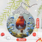 Robin Stained Glass Ornament - Christmas Tree Decorations, Robin Ornaments for Christmas Tree