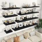 Vivelove 2" Thick Floating Shelves for Wall 12 Inches Long, 12" Deep Wall Shelves, for Bedroom, Bathroom, Living Room, Kitchen, Office, Modern Home Decor, 12" X 12" X 2", Set of 2, Black