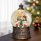 Christmas Snow Globes Lantern with Music, Winter Village Scene Snow Globes with Swirling Glitter Effects, USB/Battery Powered with 6-Hour Timer, Christmas Decorations