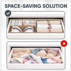 Drawer Organizer Clothes – Set of 6 Foldable Fabric Storage Bins for Dresser & Closet, Strong Structure, Fragrance Sachets Included, Organize Underwear, Socks, Baby Items, Cream