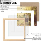KTKDE 12x12 Picture Frame Real Glass, Display Pictures 8x8 with Mat or 12x12 Without Mat, Modern Style Wood Composite Frame,Gallery Wall Frame Wooden，best gift